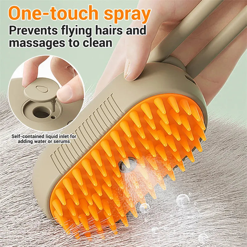 3-in-1 Steam Grooming Brush for Pets