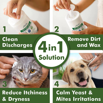 Pet Ear Cleansing Wipes 100 Count